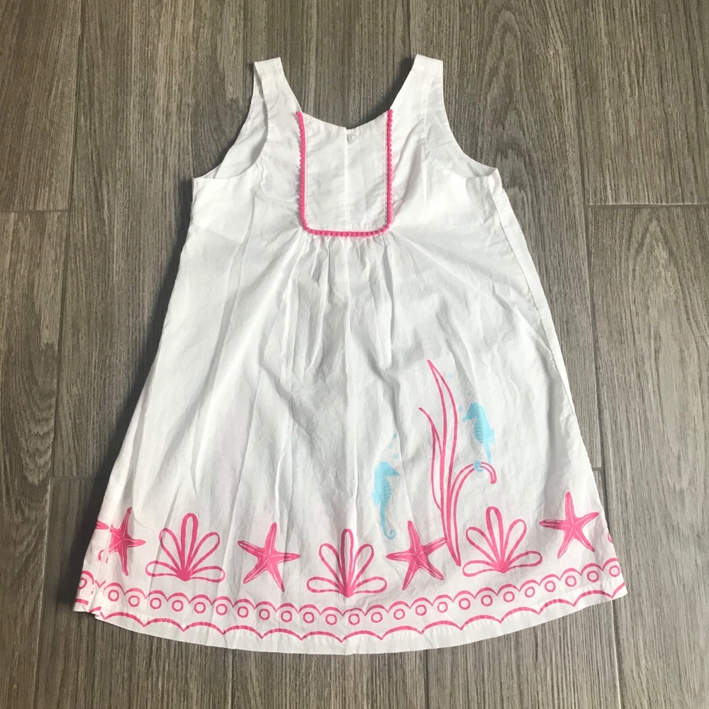 Janie and Jack White Dress with Pink and Blue Accents